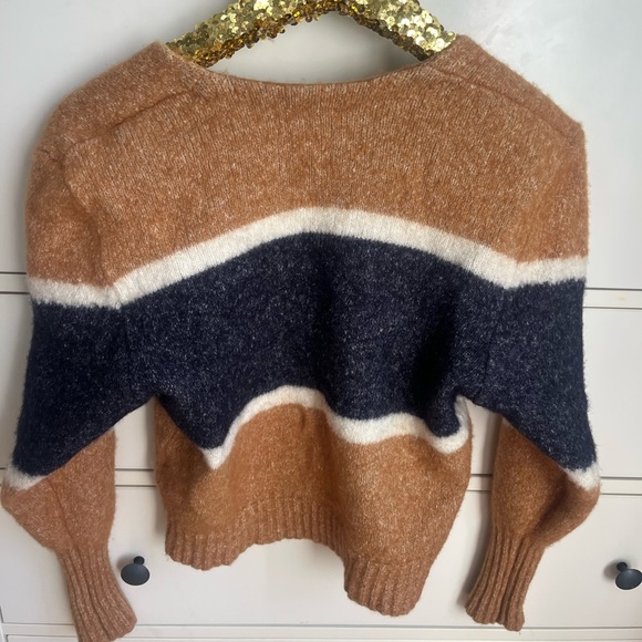 Veronica Beard Emilia Striped V-Neck Sweater - Picture 6 of 11